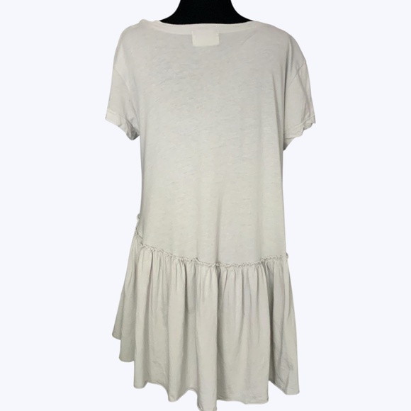 Anthropologie t.la Light Grey V Neck Babydoll Ruffle Peplum Cotton Tunic XS (S) - Picture 3 of 10